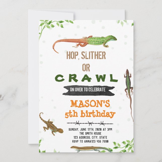 Invitación de cumpleaños de Lizard (Anverso)