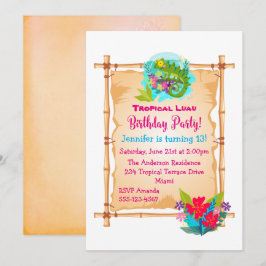 Invitación de cumpleaños de Lizard Tropical Luau G