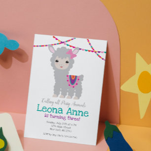 Invitación de cumpleaños de Llama Alpaca