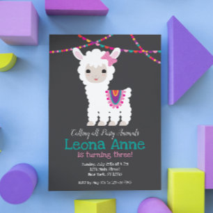 Invitación de cumpleaños de Llama Alpaca