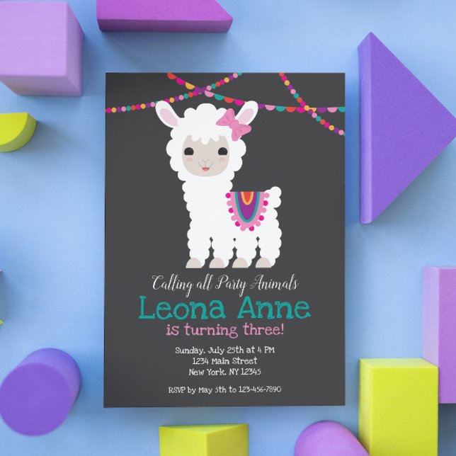 Invitación de cumpleaños de Llama Alpaca (Subido por el creador)
