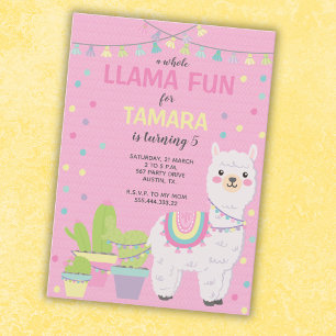 invitación de cumpleaños de llama, atracción de ll