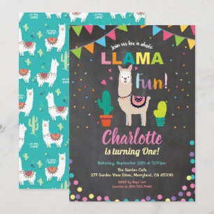 Invitación de cumpleaños de Llama. chica divertido