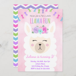 Invitación de cumpleaños de Llama completa