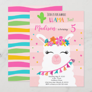 Invitación de cumpleaños de Llama completa