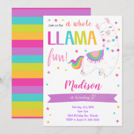 Invitación de cumpleaños de Llama completa
