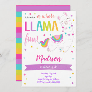 Invitación de cumpleaños de Llama completa