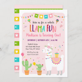Invitación de cumpleaños de Llama completa Fun Fie