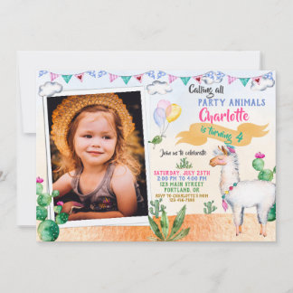 Invitación de Cumpleaños de Llama - Fiesta de Alpa