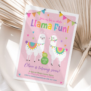 Invitación de cumpleaños de Llama, invitación de F