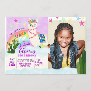 Invitación de cumpleaños de Llama para FOTO