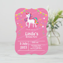 invitación de cumpleaños de llama rosa unicornio