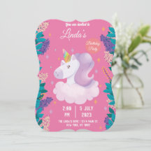 invitación de cumpleaños de llama unicorn