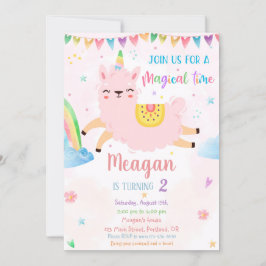 Invitación de cumpleaños de Llamacorn Cumpleaños m