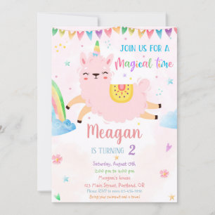 Invitación de cumpleaños de Llamacorn Cumpleaños m