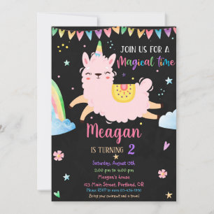 Invitación de cumpleaños de Llamacorn Cumpleaños m