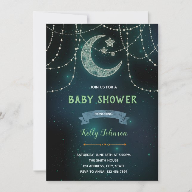 invitación de cumpleaños de lluvia celestial (Anverso)