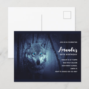 Invitación de cumpleaños de Lobo Salvaje con Ojos 