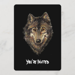 Invitación de cumpleaños de lobos acuarelas