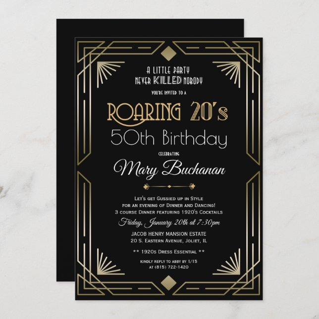 Invitación de cumpleaños de los 20 (Anverso / Reverso)
