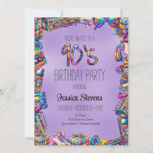 Invitación de cumpleaños de los 90