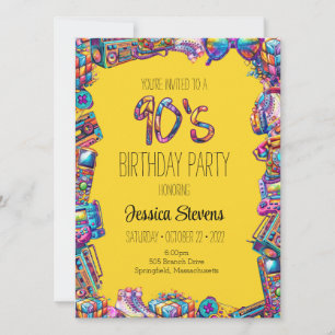 Invitación de cumpleaños de los 90