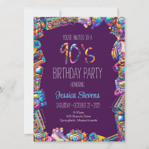 Invitación de cumpleaños de los 90