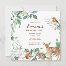 Invitación de cumpleaños de los animales del bosqu
