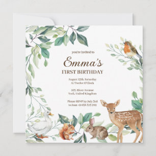 Invitación de cumpleaños de los animales del bosqu