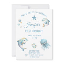 Invitación de cumpleaños de los animales del océan