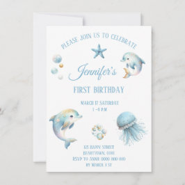 Invitación de cumpleaños de los animales del océan