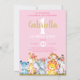 Invitación de cumpleaños de los animales safari, c