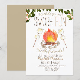 Invitación de cumpleaños de los campamentos para c