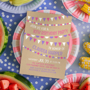 Invitación de cumpleaños de los Chicas Kraft Bunti