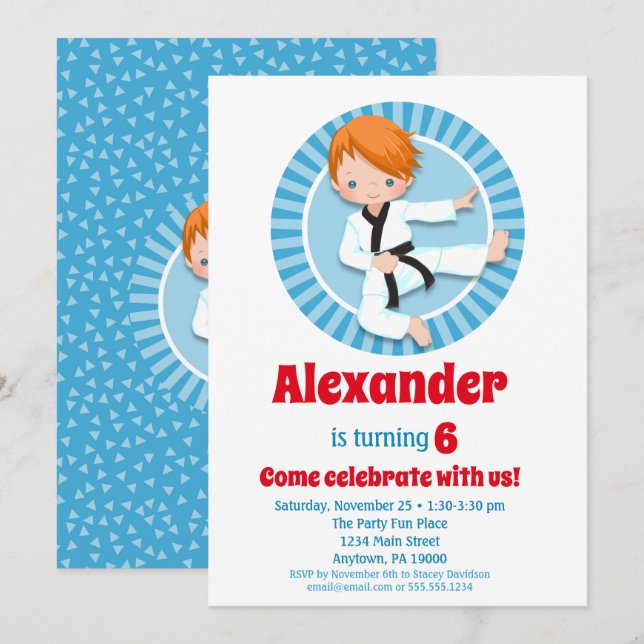 Invitación de cumpleaños de los chicos de Red Hair (Anverso / Reverso)