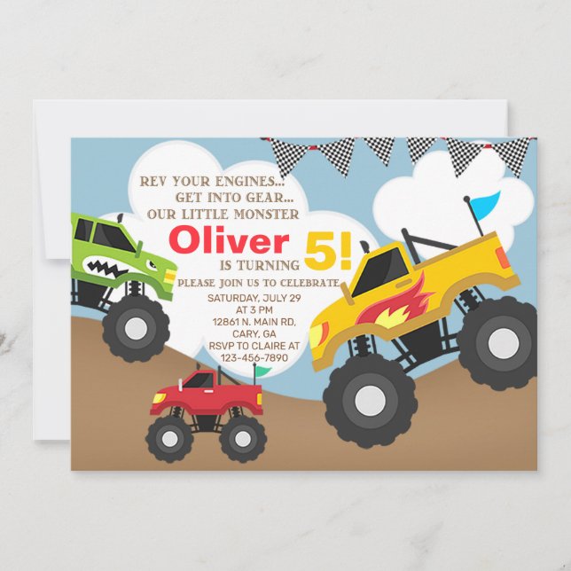 Invitación de cumpleaños de los chicos monstruosos (Anverso)