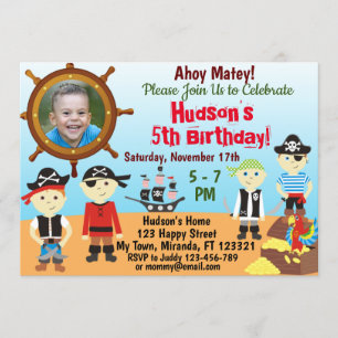 Invitación de cumpleaños de los chicos piratas