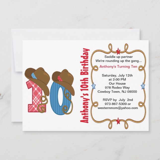 Invitación de cumpleaños de los diez chicos grande (Anverso)