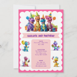 Invitación de cumpleaños de los dinosaurios felice