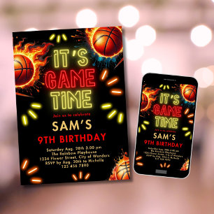 Invitación de cumpleaños de los niños de baloncest