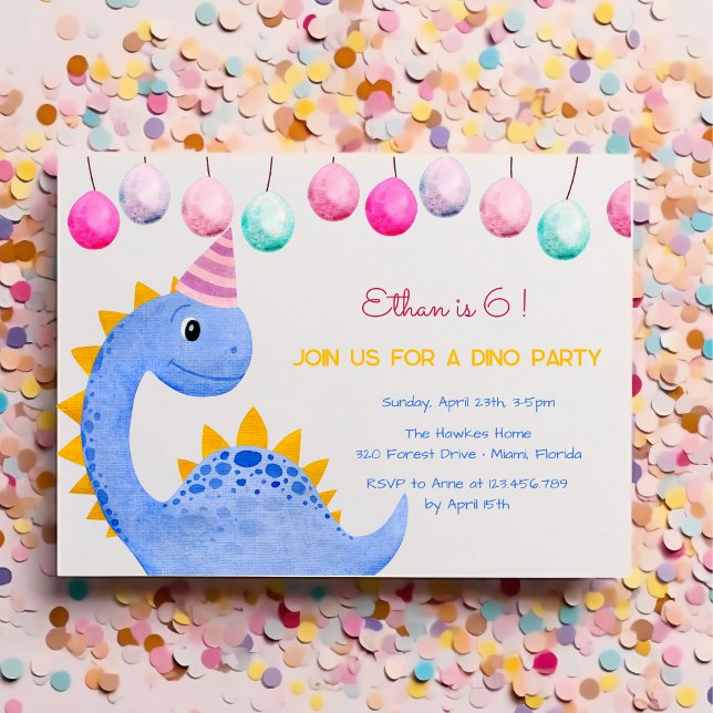 Invitación de cumpleaños de los niños de Dino fies (Subido por el creador)