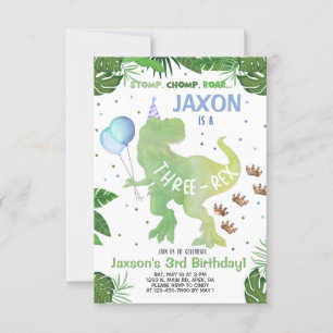 Invitación de cumpleaños de los niños de Dinosaur,