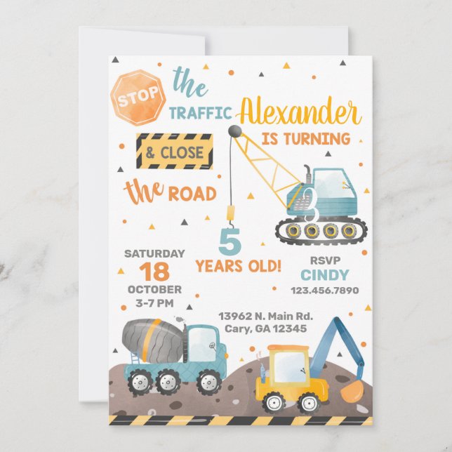 Invitación de cumpleaños de los niños de los camio (Anverso)