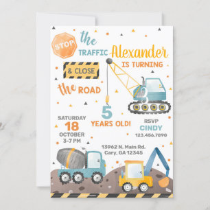 Invitación de cumpleaños de los niños de los camio