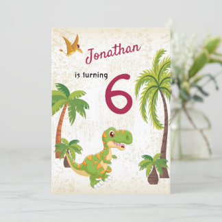 Invitación de cumpleaños de los niños Dinosaur T-R