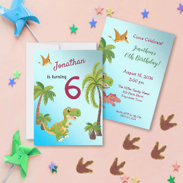 Invitación de cumpleaños de los niños Dinosaur T-R