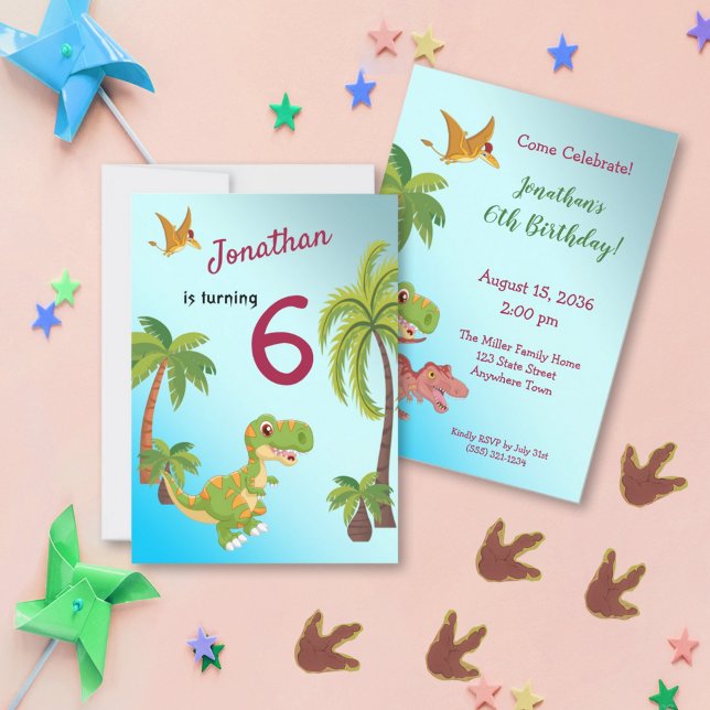 Invitación de cumpleaños de los niños Dinosaur T-R (Subido por el creador)