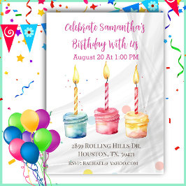 Invitación de cumpleaños de los pasteles de la Cop