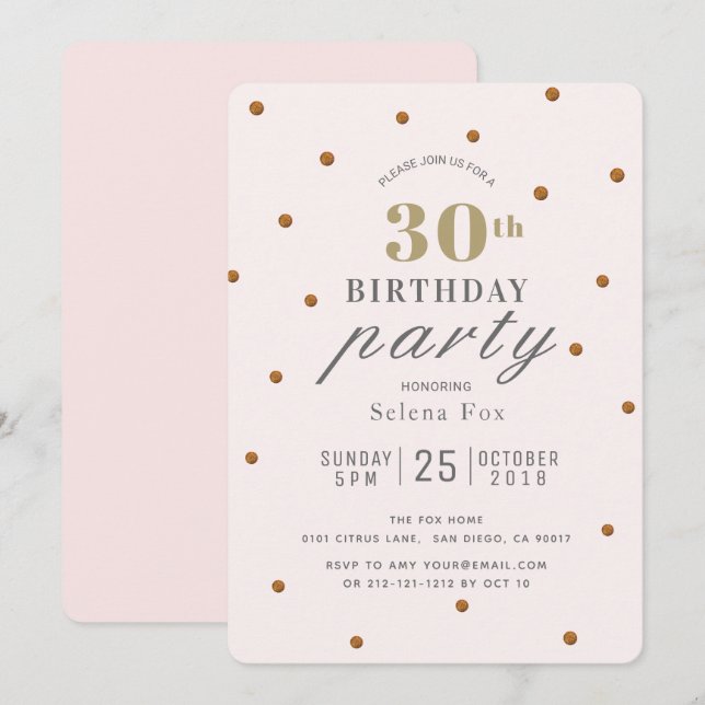 Invitación de cumpleaños de los Purpurinas Rubor P (Anverso / Reverso)