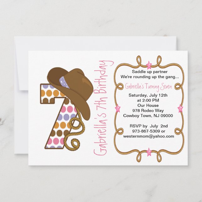 Invitación de cumpleaños de los siete Chicas grand (Anverso)
